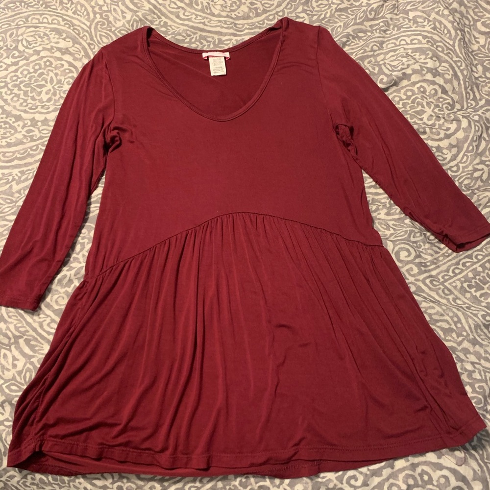 Burgundy peplum blouse